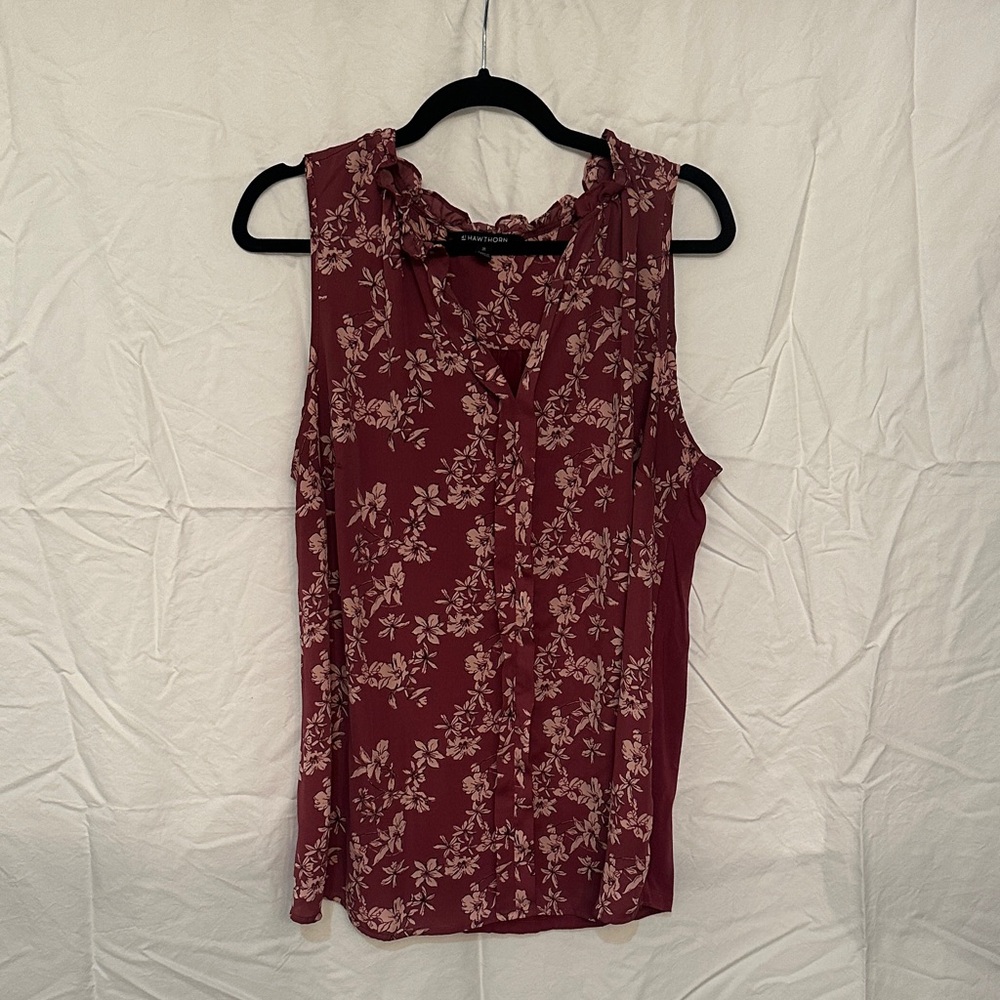 41 Hawthorn Burgundy Floral Sleeveless Blouse